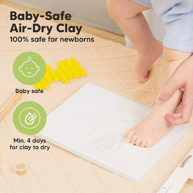 Baby Handprint & Footprint Kit | Clay Photo Frame Keepsake for Boys & Girls