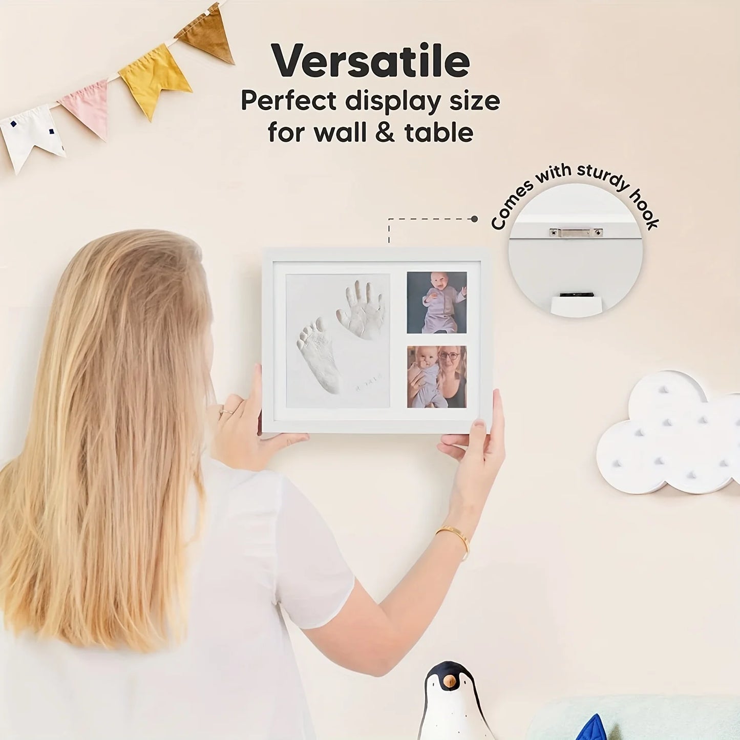 Baby Handprint & Footprint Kit | Clay Photo Frame Keepsake for Boys & Girls